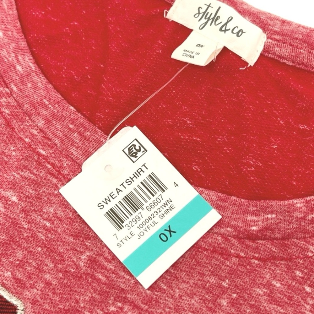 Style & Co Joyful Shine Holiday Sweatshirt Long Sleeve Red Heathered Top… - Picture 4 of 9